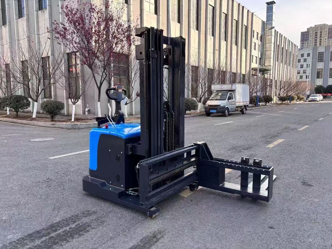 Three-way Electric Pallet Stacker  Forklift Narrow Aisle Operations Rated Capacity 1500 KG Max.Height  7000 mm High-Density Storage Environments